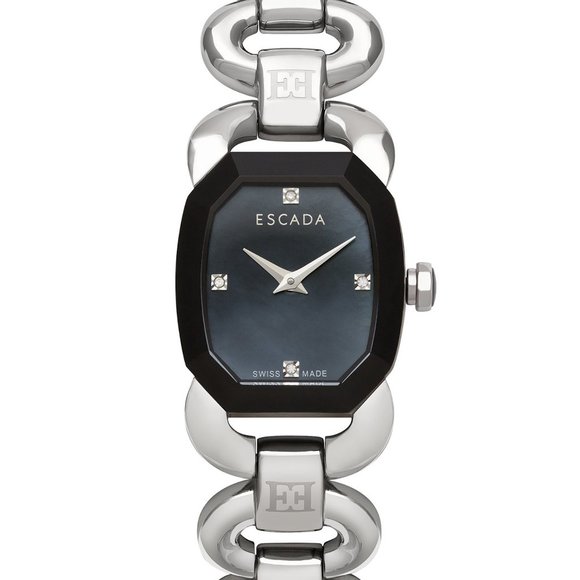 Escada Swiss Charlene 4 Diamond Accent Stainless Steel Link Bracelet Watch